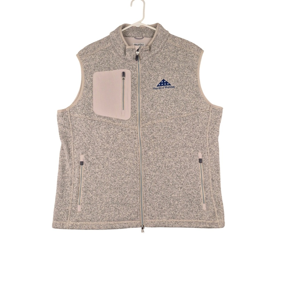 Straight‎ Down Mens Folds of Honor Fleece Vest Grey Full Zip Golf Jacket Large